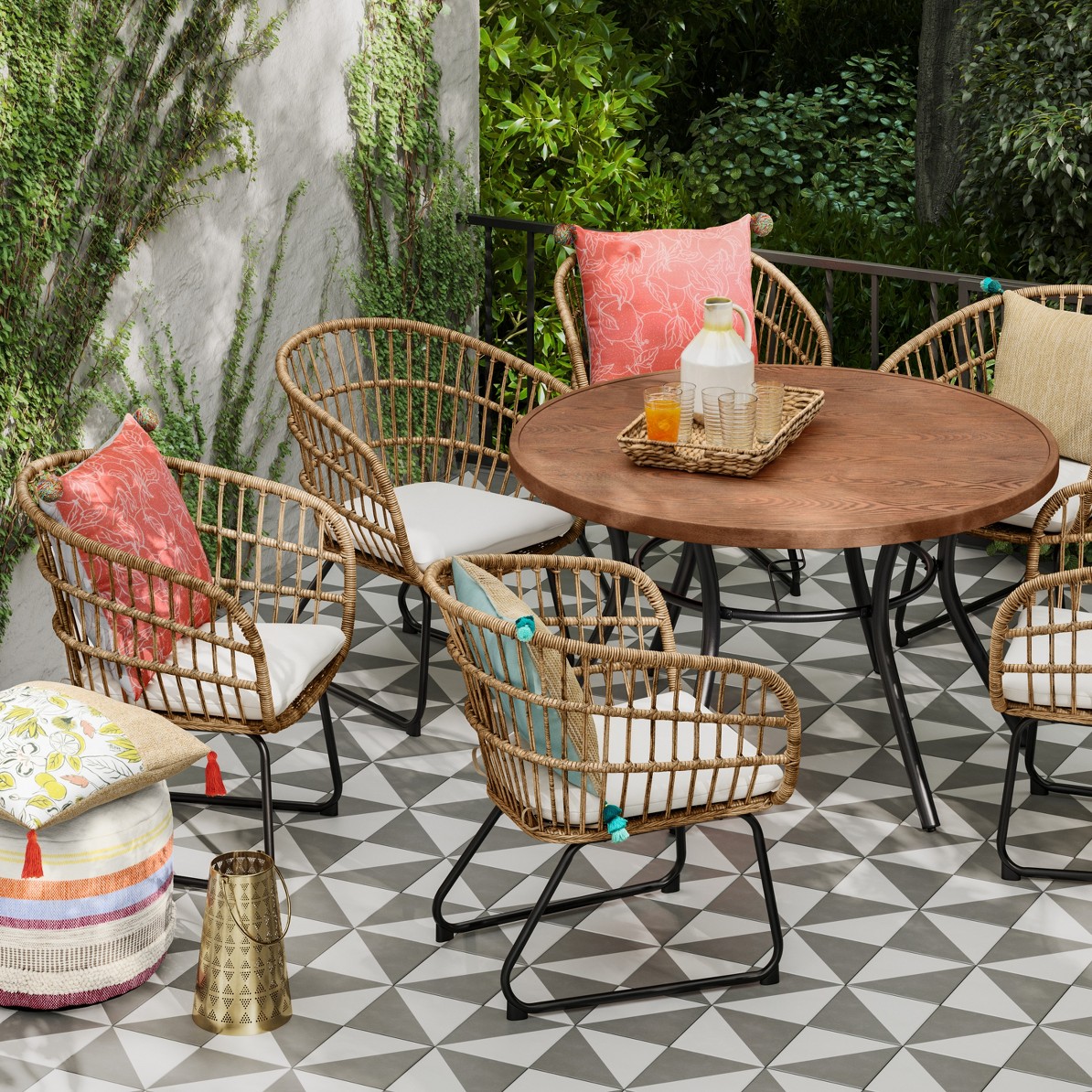 Bộ bàn ghế mây nhựa ngoài trời SKLC091