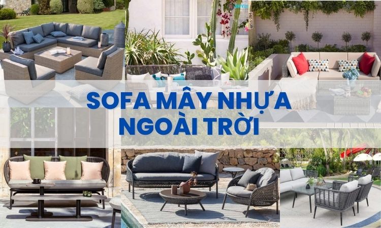Sofa mây nhựa ngoài trời