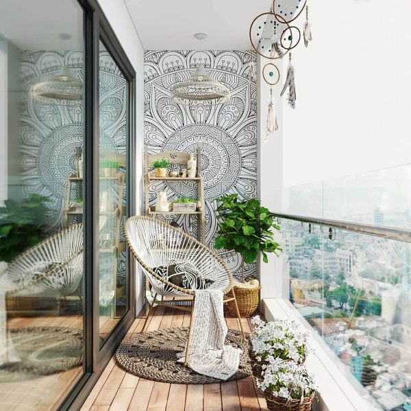 bày trí bàn ghế ban công chung cư đẹp